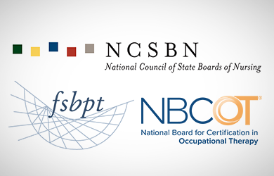 NCSBN, FSBPT and NBCOT logos