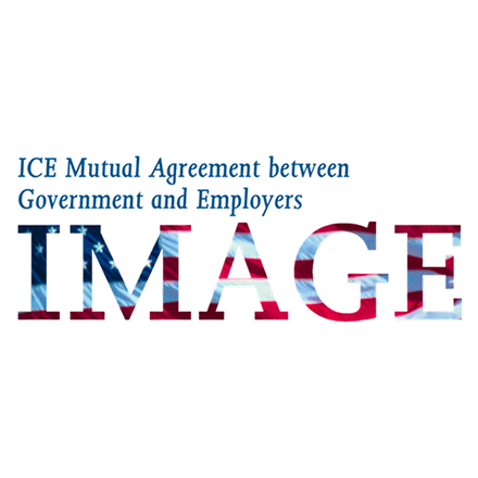 The image features the text "ICE Mutual Agreement between Government and Employers" with "IMAGE" styled in an American flag