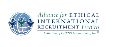 The logo features a globe with a stylized human figure and text for the Alliance for Ethical International Recruitment.
