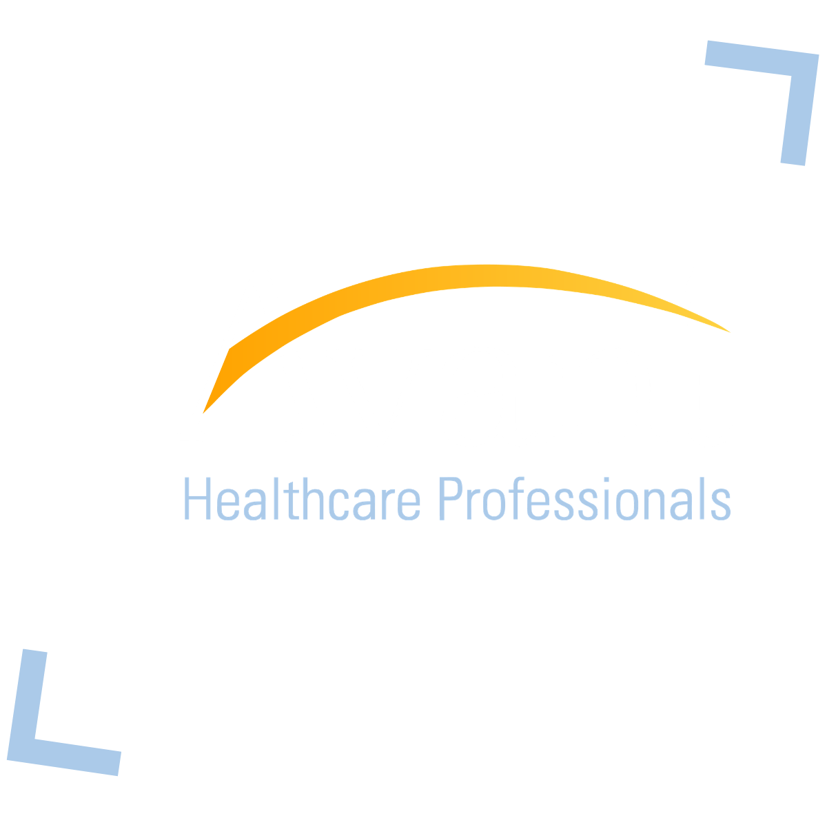 A logo for "The Avant Angle Healthcare Professionals" featuring bold text, a curved yellow line, and corner accents.